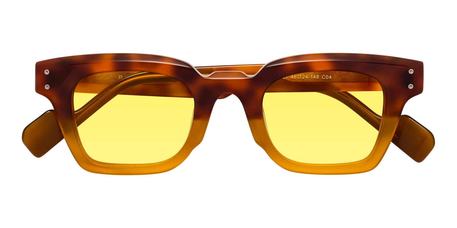 Folded Front of Perez in Tortoise/Amber with Medium Yellow Tinted Lenses