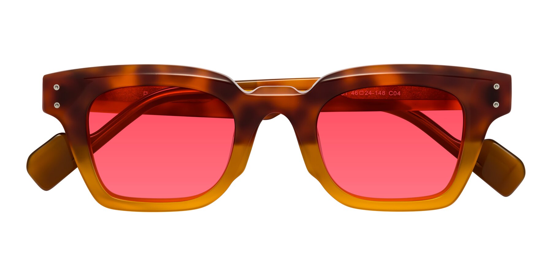 Folded Front of Perez in Tortoise/Amber with Red Tinted Lenses