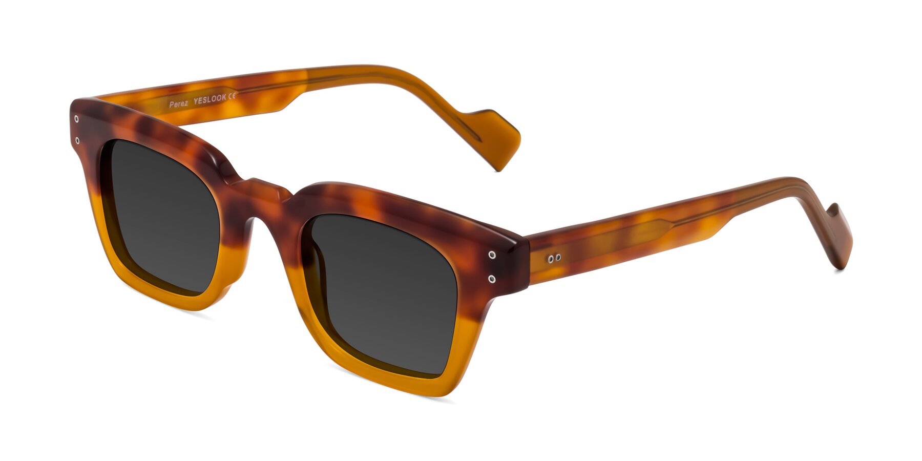 Angle of Perez in Tortoise/Amber with Gray Tinted Lenses