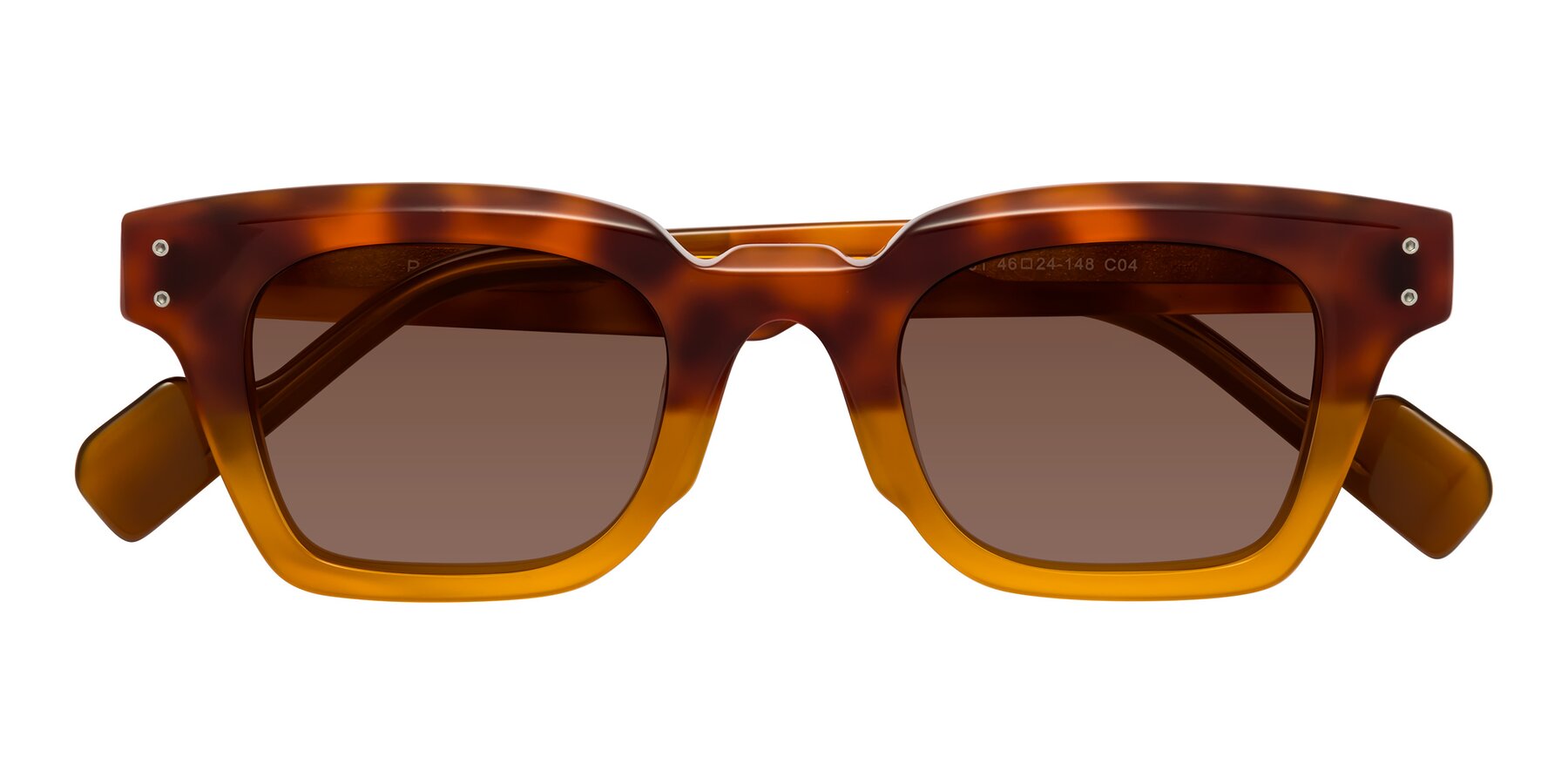 Folded Front of Perez in Tortoise/Amber with Brown Tinted Lenses