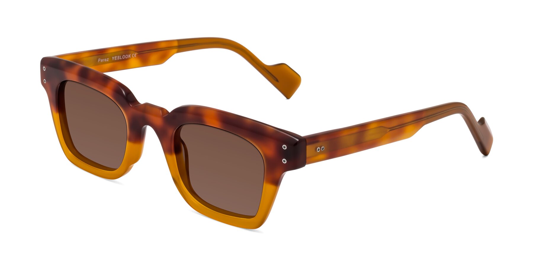 Angle of Perez in Tortoise/Amber with Brown Tinted Lenses