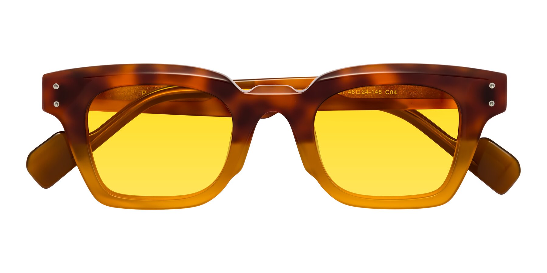 Folded Front of Perez in Tortoise/Amber with Yellow Tinted Lenses