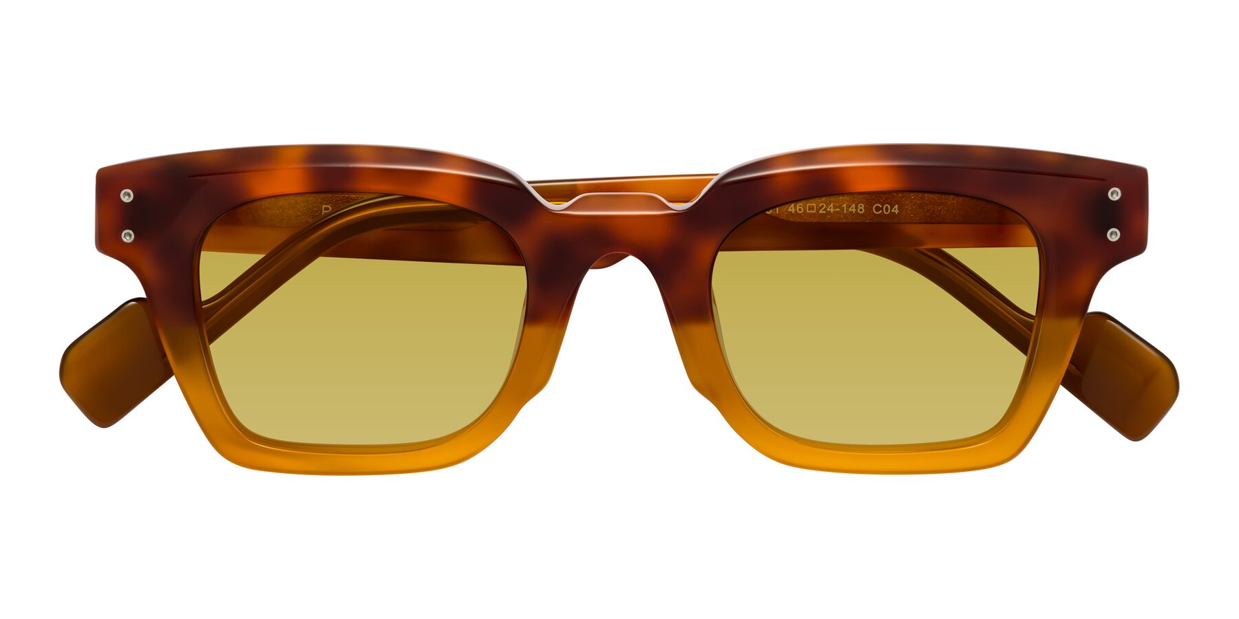 Folded Front of Perez in Tortoise/Amber with Champagne Tinted Lenses