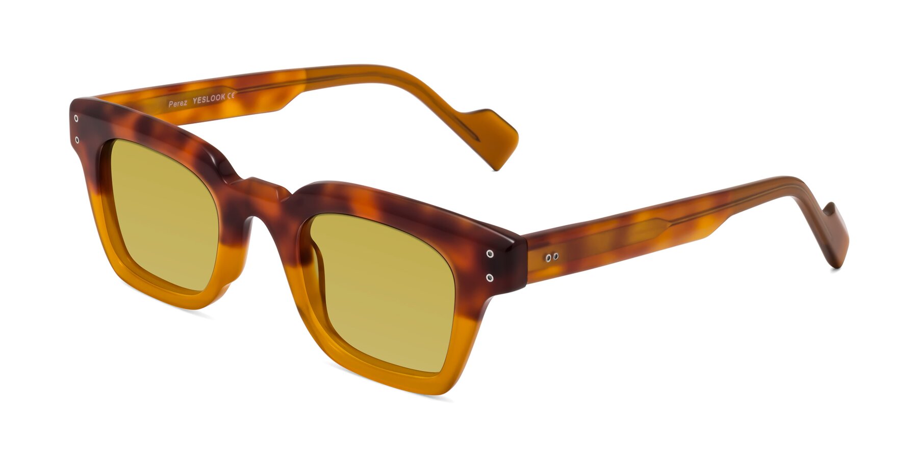 Angle of Perez in Tortoise/Amber with Champagne Tinted Lenses