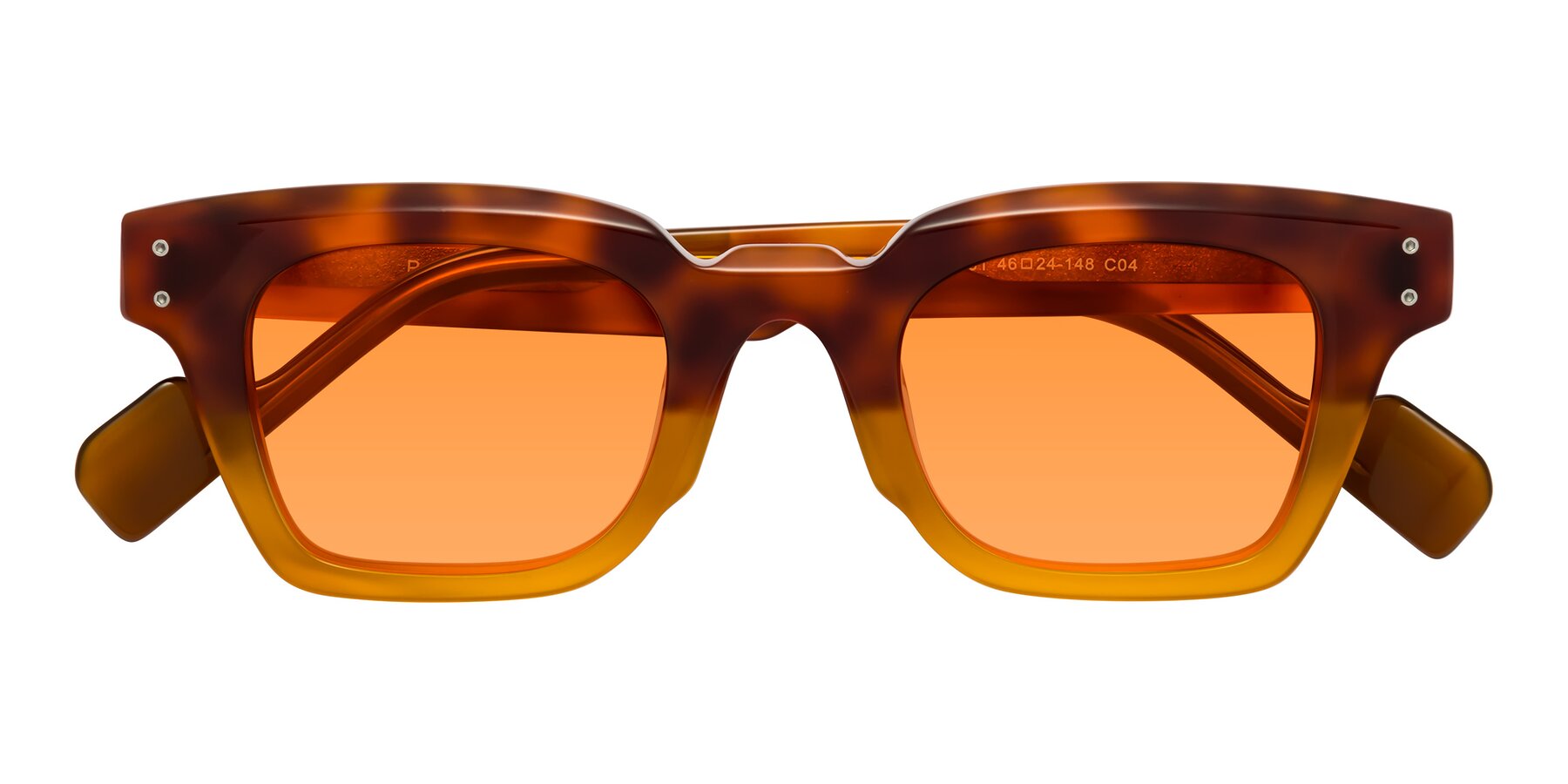 Folded Front of Perez in Tortoise/Amber with Orange Tinted Lenses