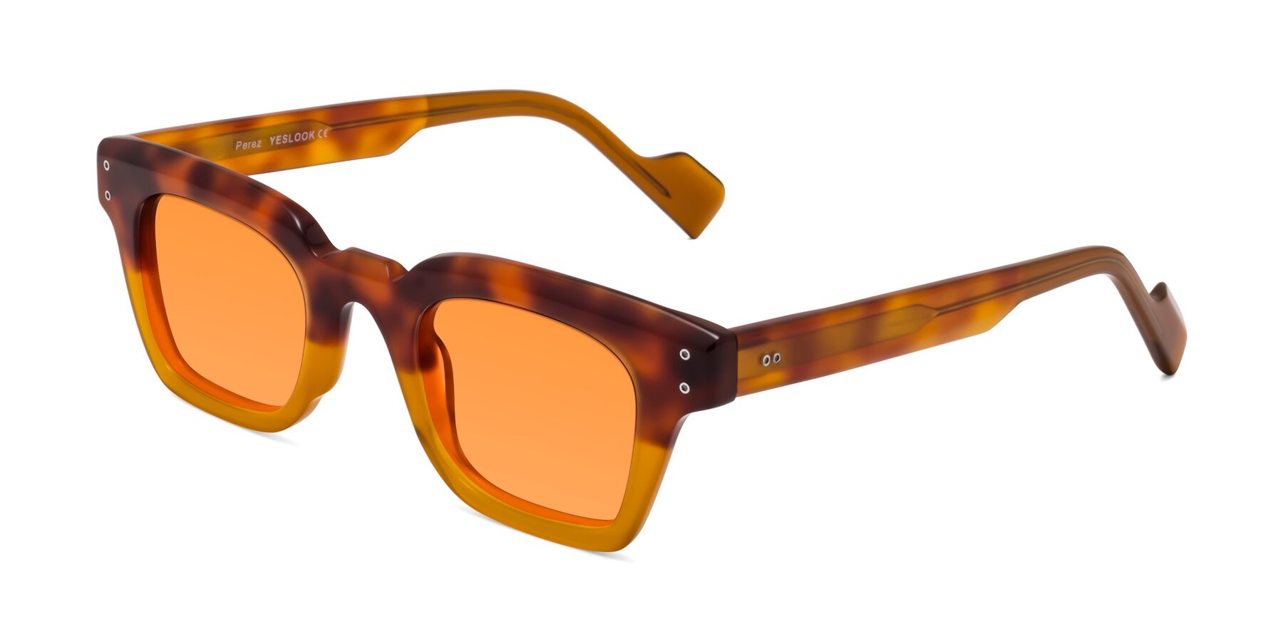 Angle of Perez in Tortoise/Amber with Orange Tinted Lenses