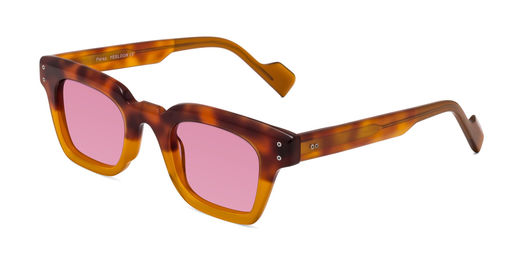 Angle of Perez in Tortoise/Amber with Medium Wine Tinted Lenses