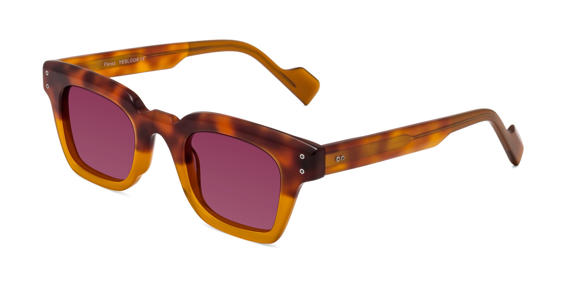Angle of Perez in Tortoise/Amber with Wine Tinted Lenses