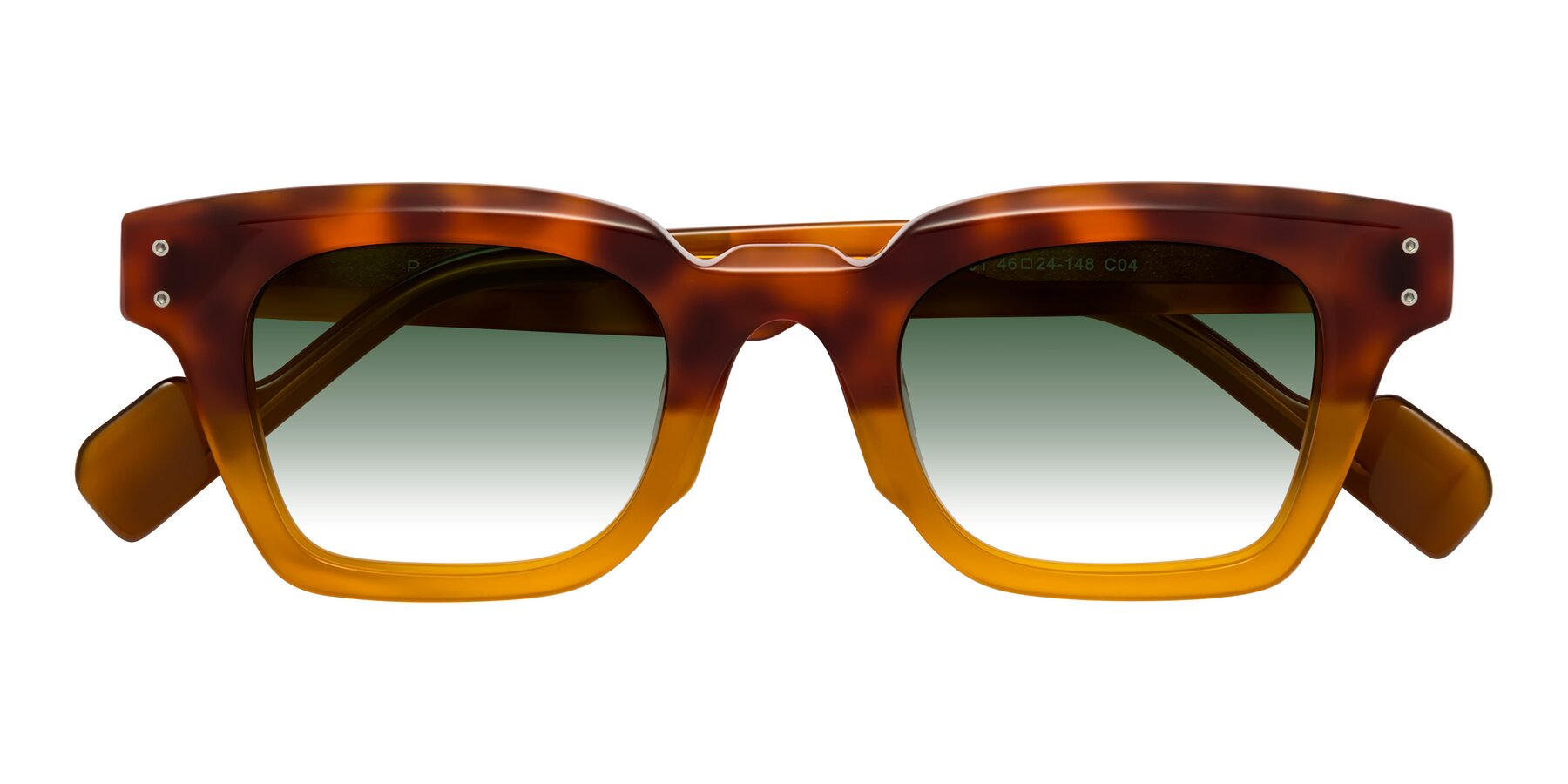 Folded Front of Perez in Tortoise/Amber with Green Gradient Lenses