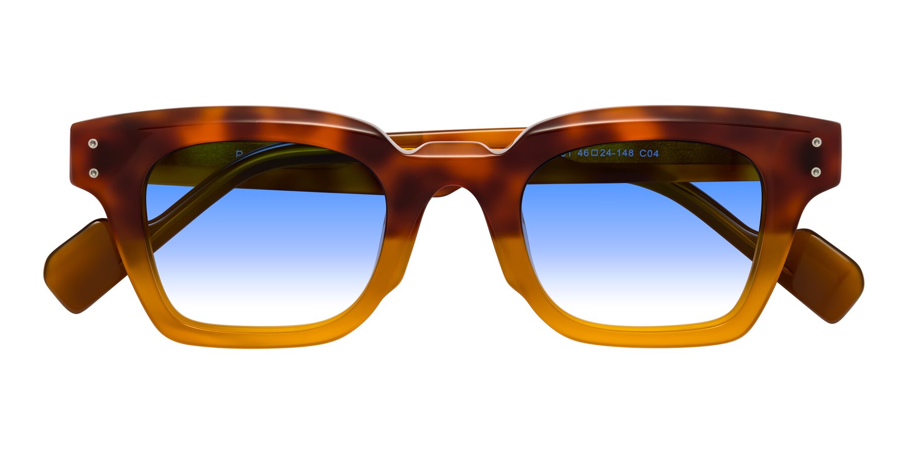 Folded Front of Perez in Tortoise/Amber with Blue Gradient Lenses