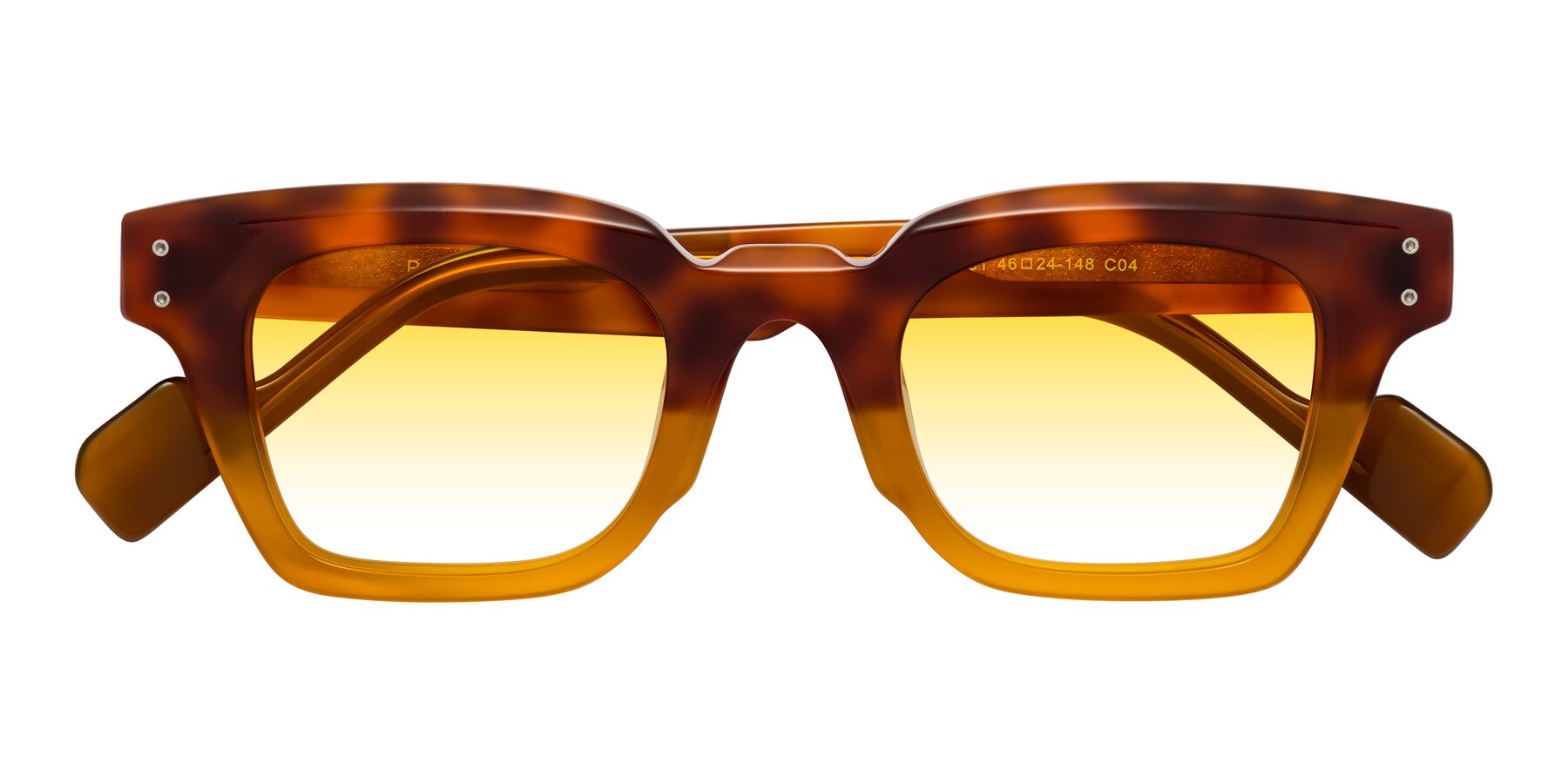 Folded Front of Perez in Tortoise/Amber with Yellow Gradient Lenses