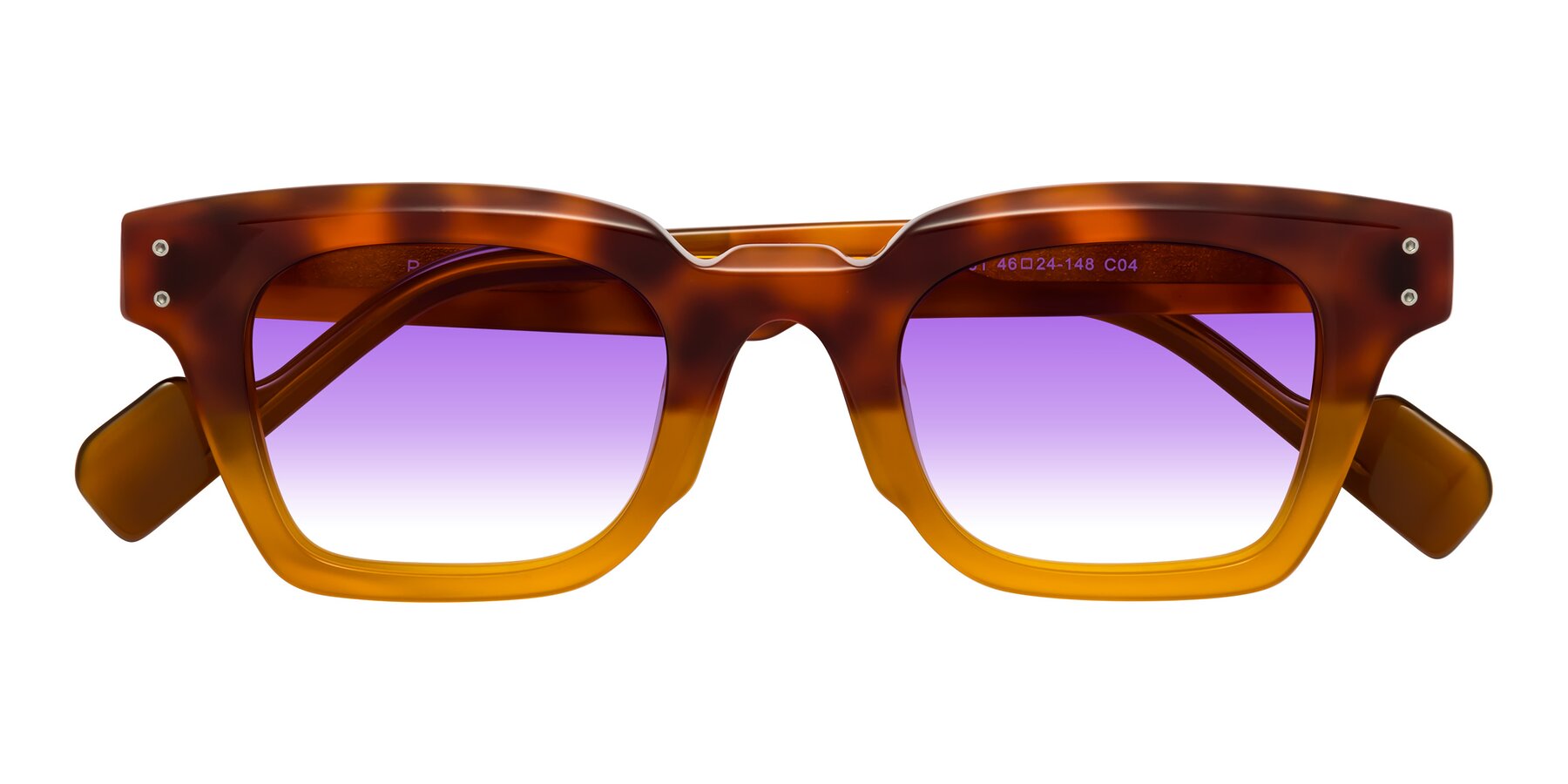 Folded Front of Perez in Tortoise/Amber with Purple Gradient Lenses