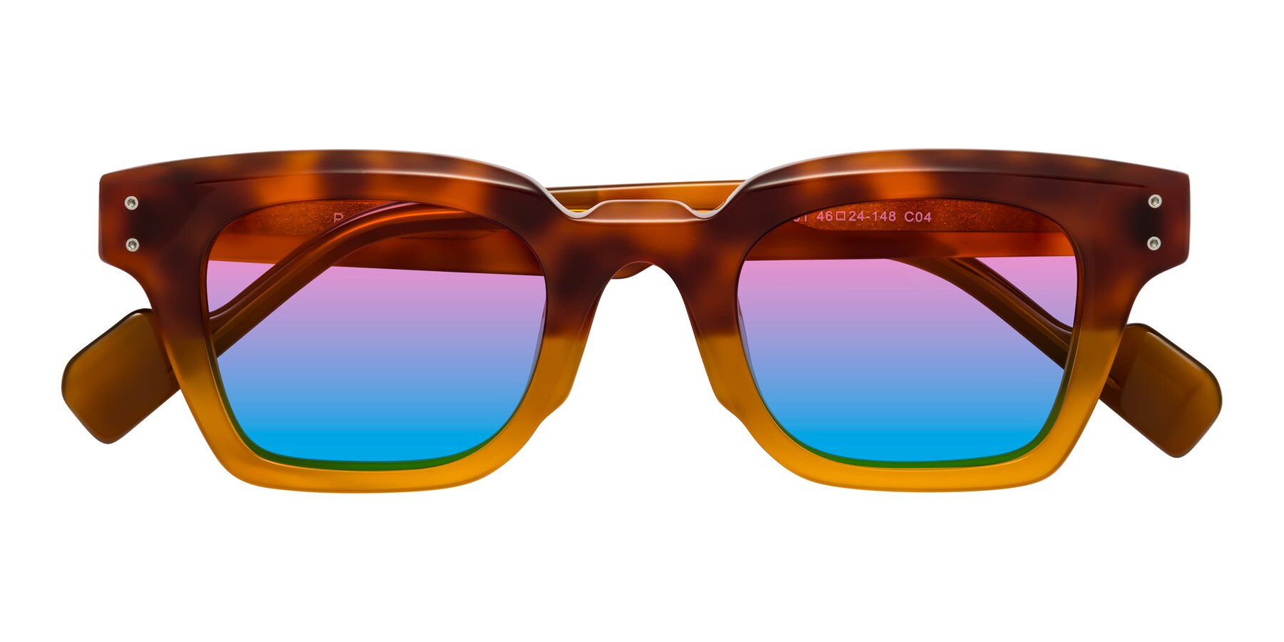 Folded Front of Perez in Tortoise/Amber with Pink / Blue Gradient Lenses