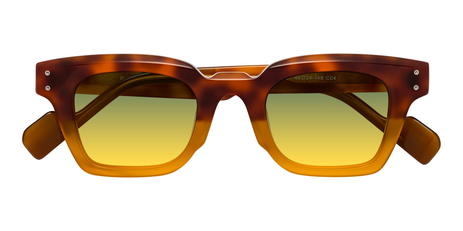 Folded Front of Perez in Tortoise/Amber with Green / Yellow Gradient Lenses