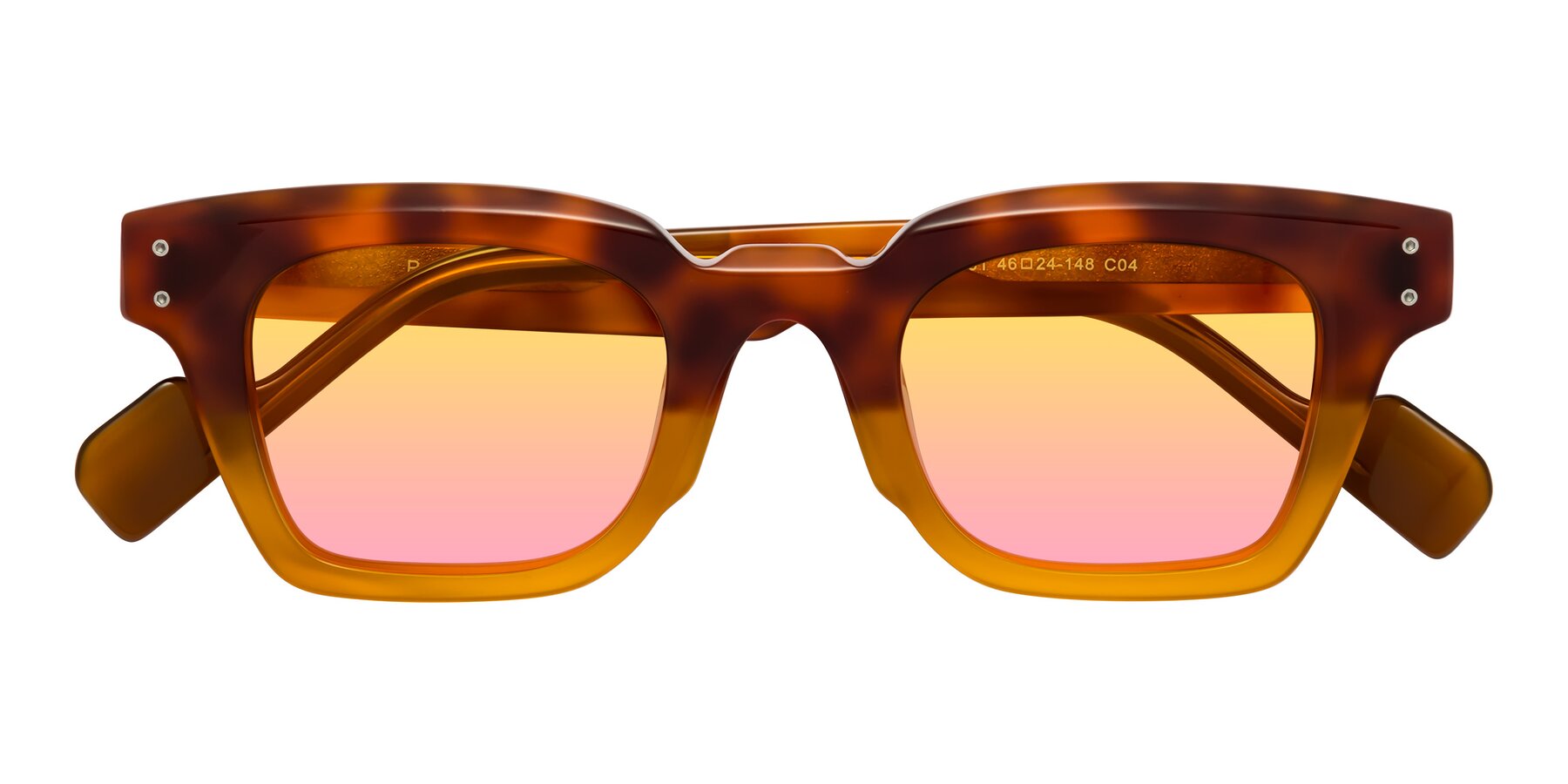 Folded Front of Perez in Tortoise/Amber with Yellow / Pink Gradient Lenses