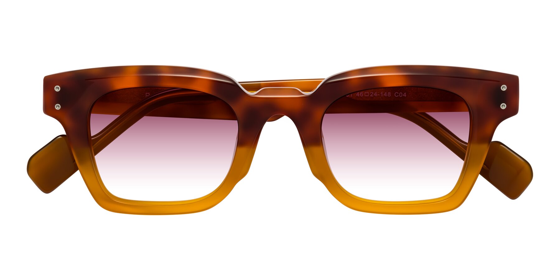 Folded Front of Perez in Tortoise/Amber with Wine Gradient Lenses