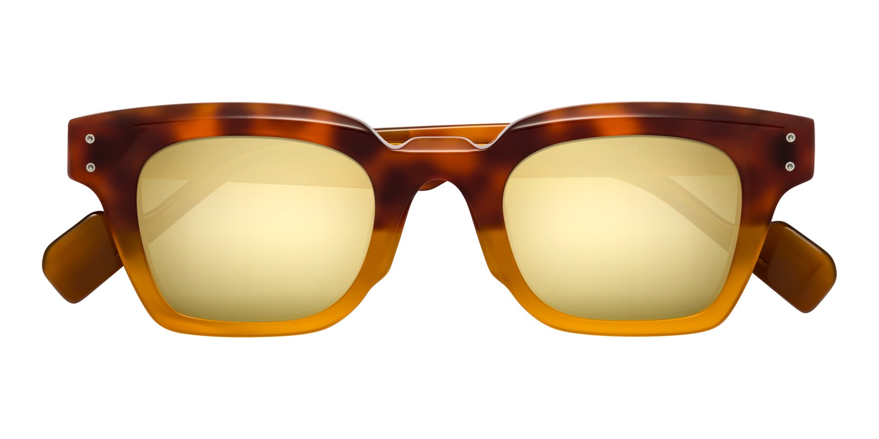 Folded Front of Perez in Tortoise/Amber with Gold Mirrored Lenses