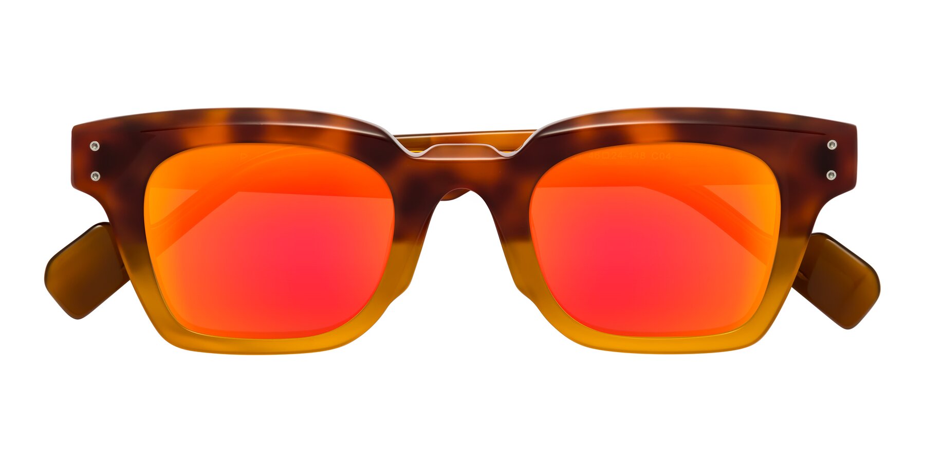 Folded Front of Perez in Tortoise/Amber with Red Gold Mirrored Lenses