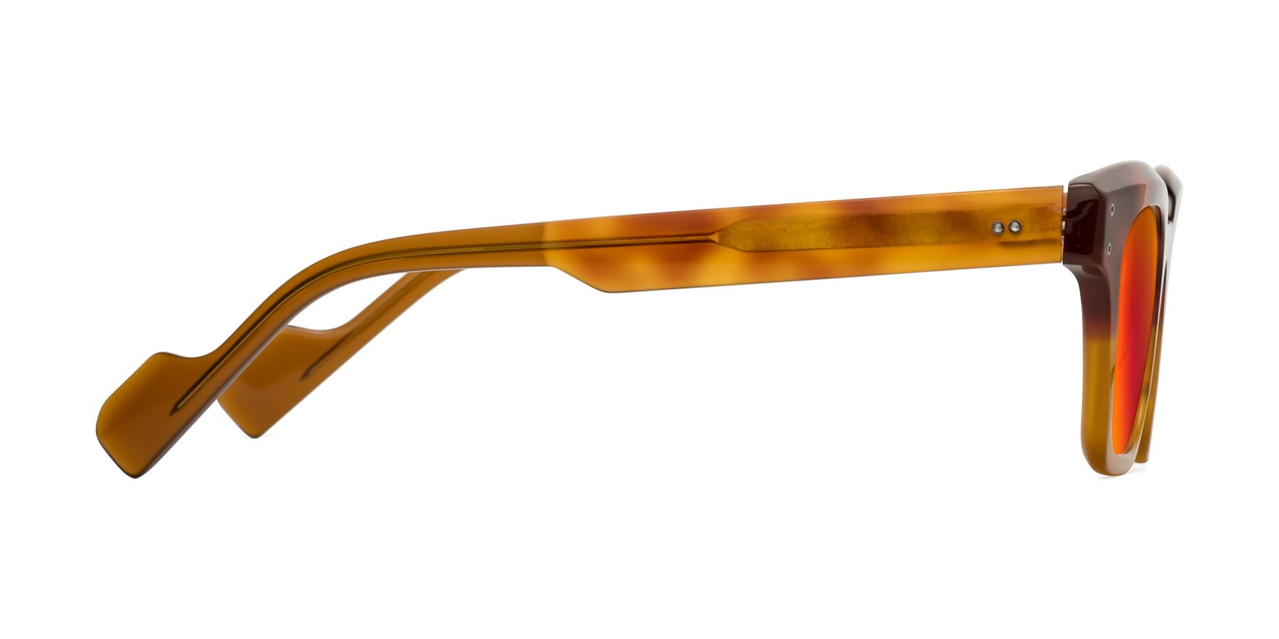 Side of Perez in Tortoise/Amber with Red Gold Mirrored Lenses