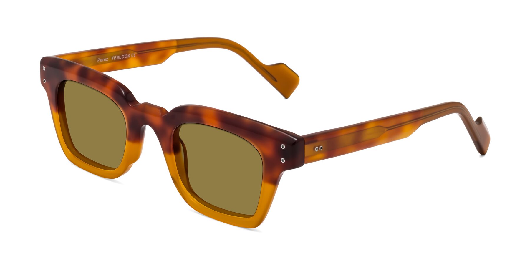 Angle of Perez in Tortoise/Amber with Brown Polarized Lenses