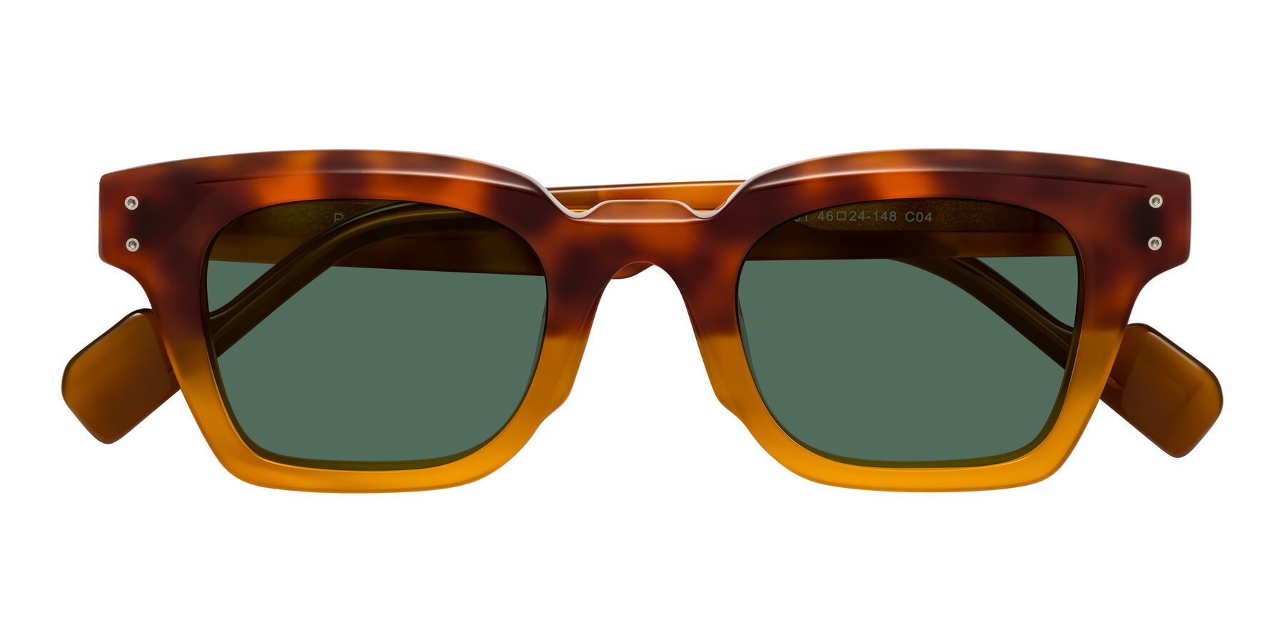 Folded Front of Perez in Tortoise/Amber with Green Polarized Lenses