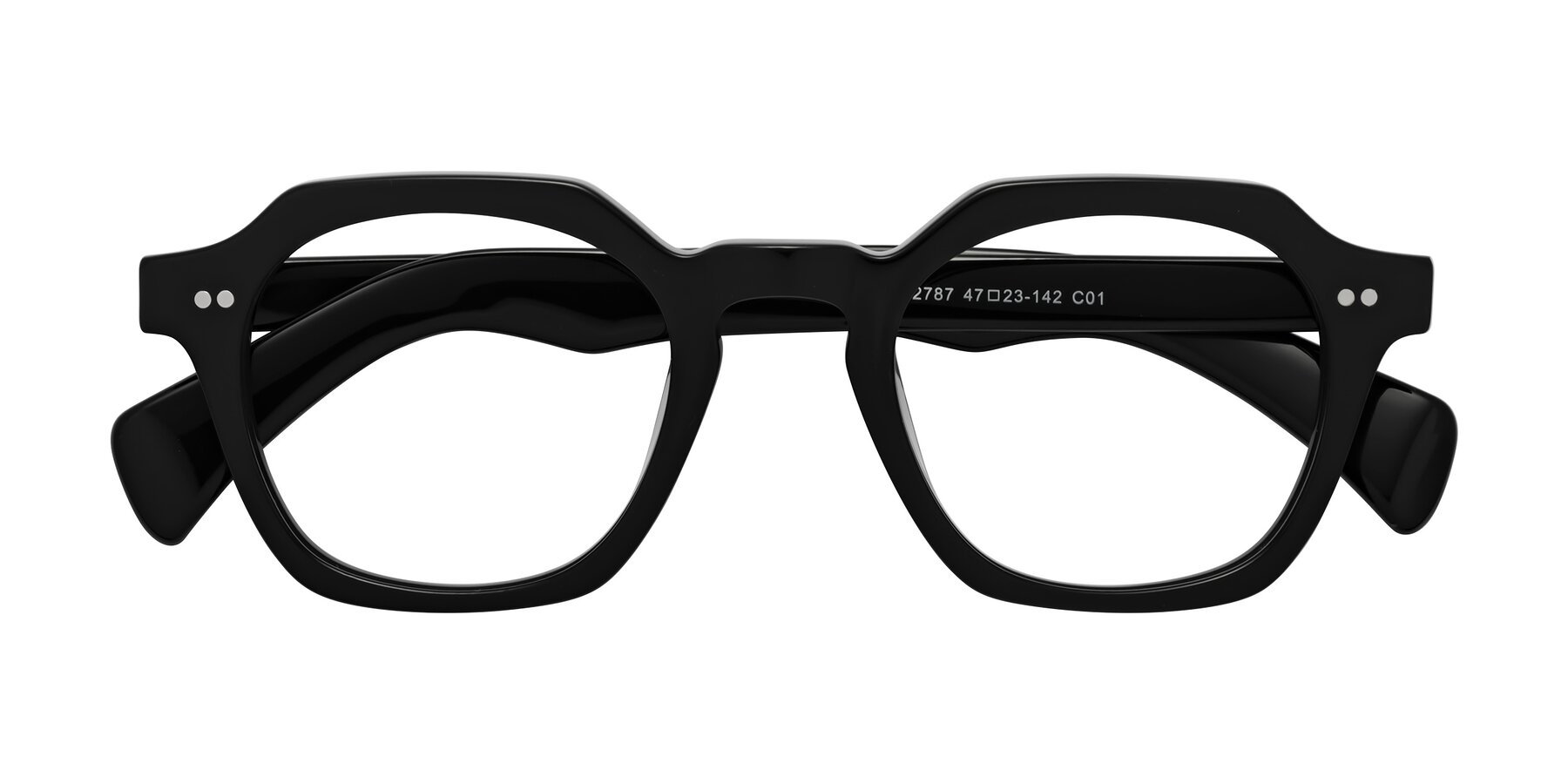Folded Front of Beckett in Black with Clear Blue Light Blocking Lenses