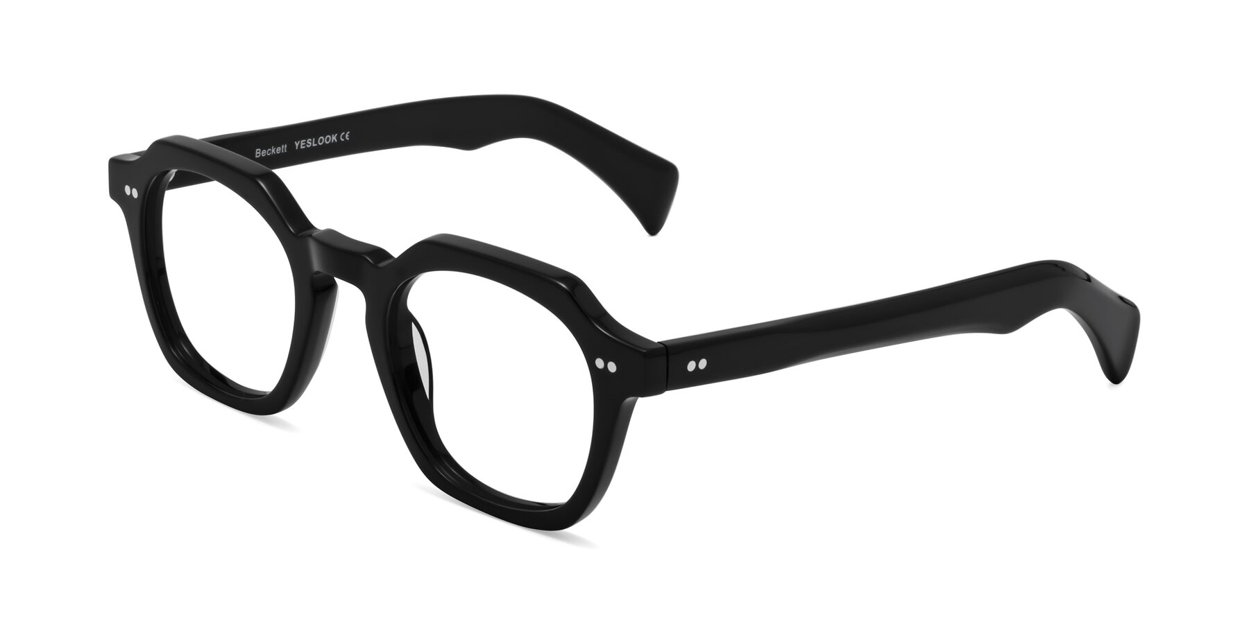 Angle of Beckett in Black with Clear Blue Light Blocking Lenses