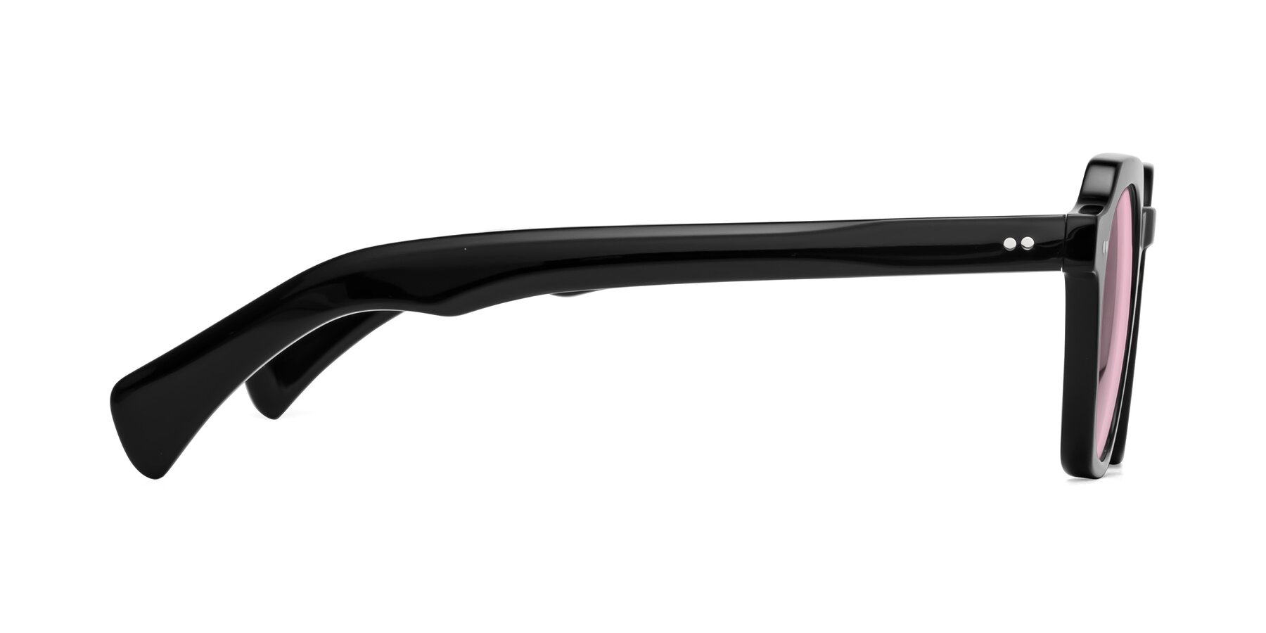 Side of Beckett in Black with Light Pink Tinted Lenses