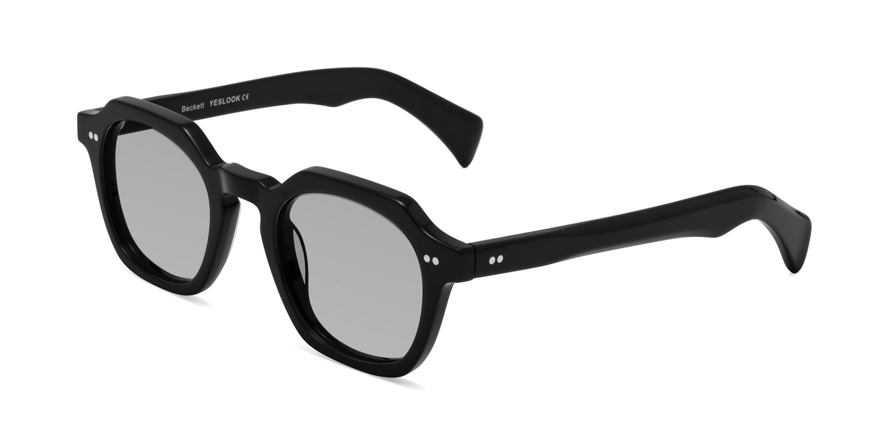 Angle of Beckett in Black with Light Gray Tinted Lenses