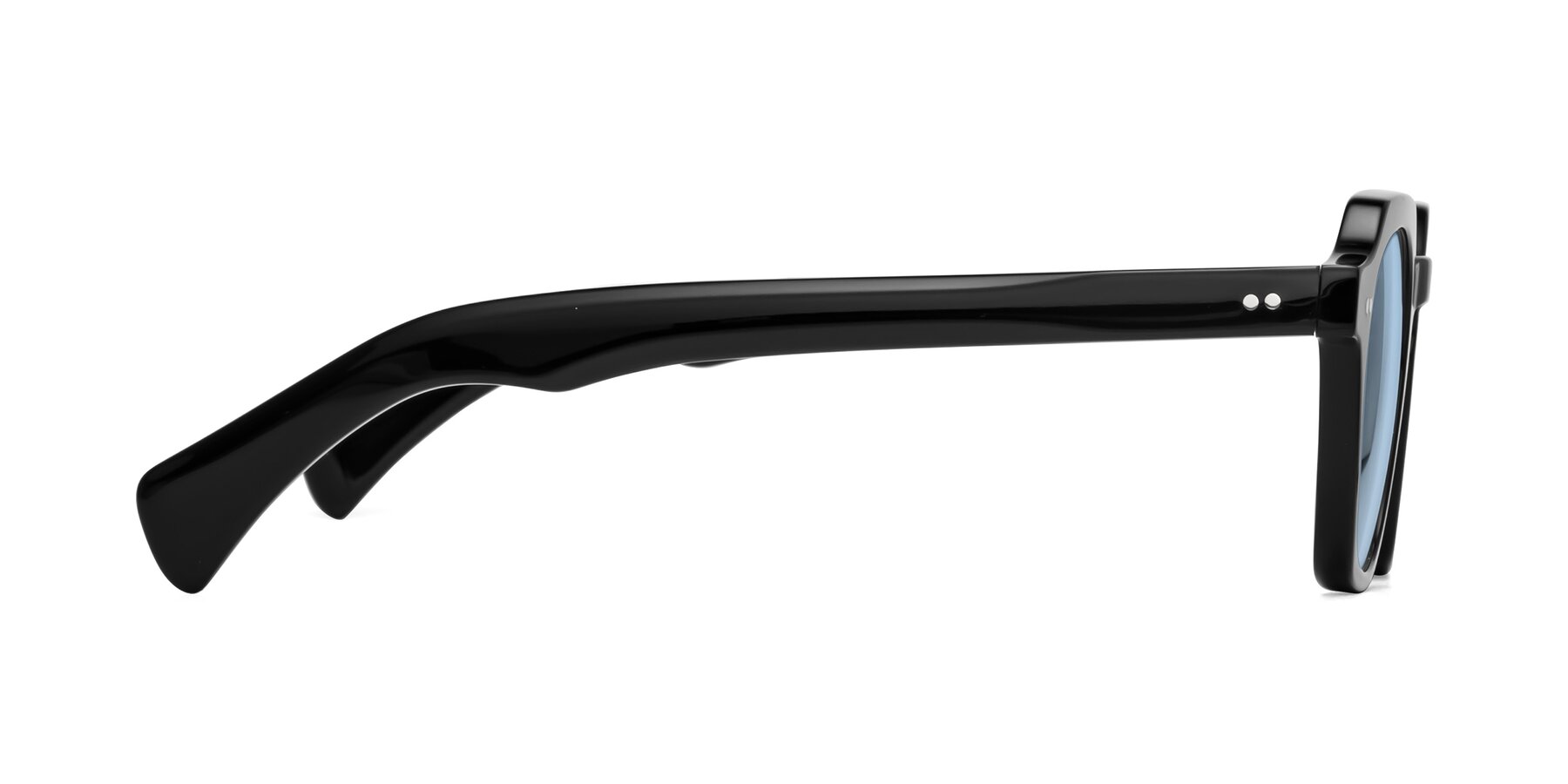 Side of Beckett in Black with Light Blue Tinted Lenses