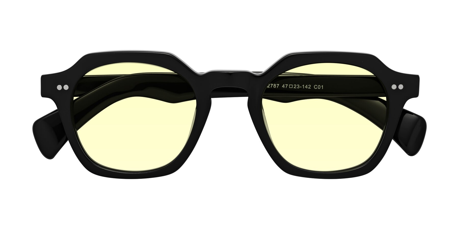 Folded Front of Beckett in Black with Light Yellow Tinted Lenses