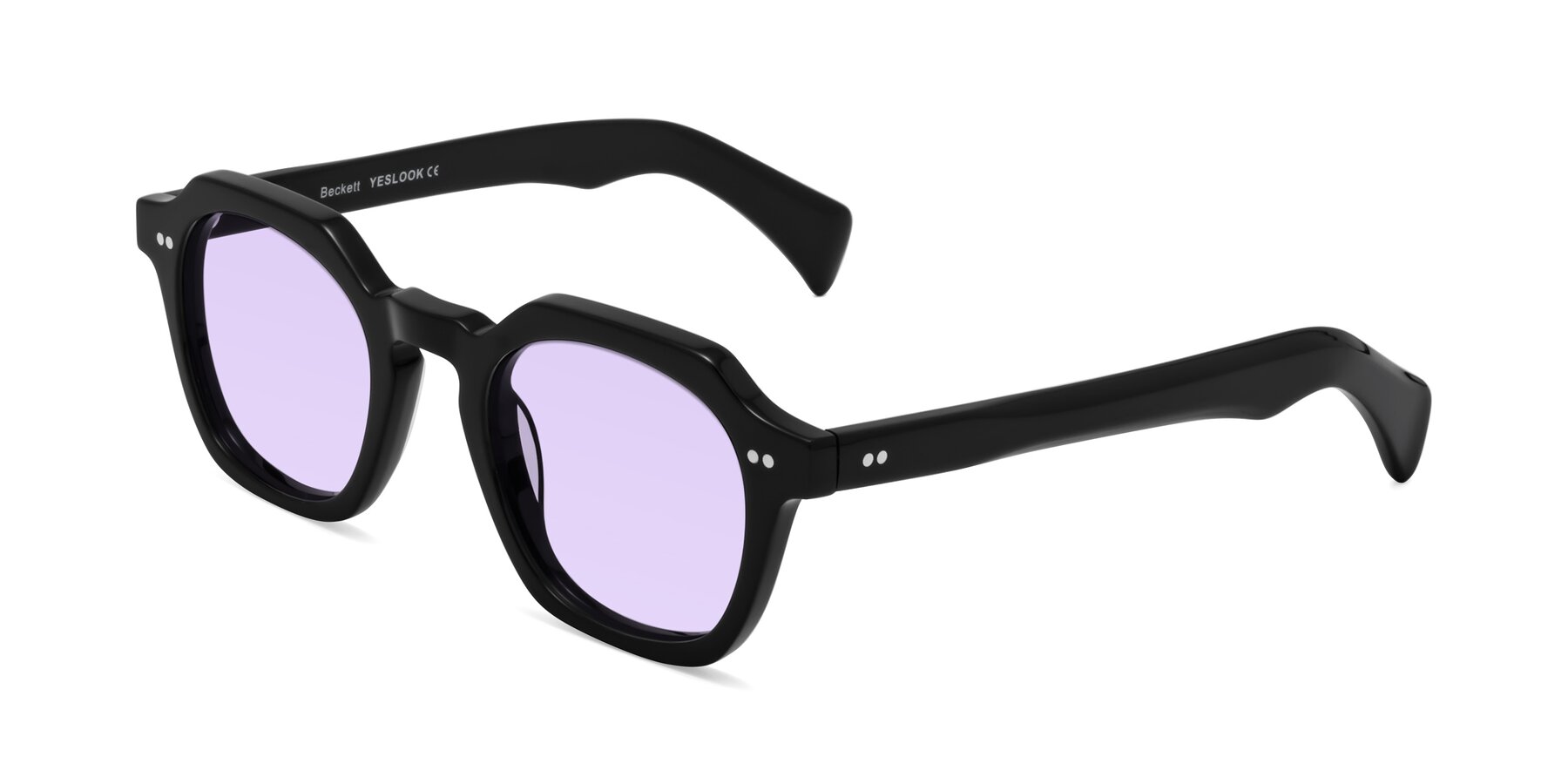 Angle of Beckett in Black with Light Purple Tinted Lenses