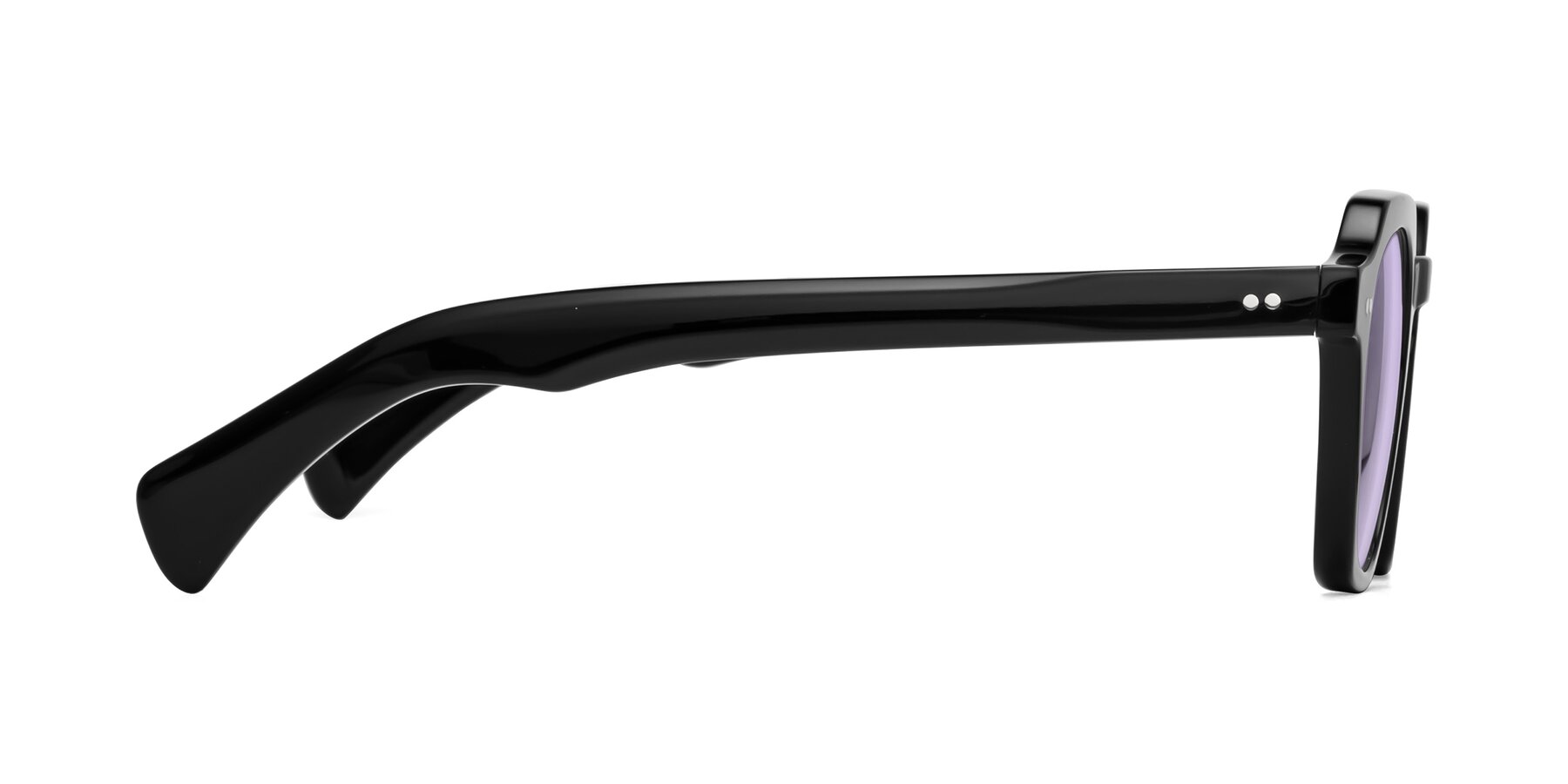Side of Beckett in Black with Light Purple Tinted Lenses