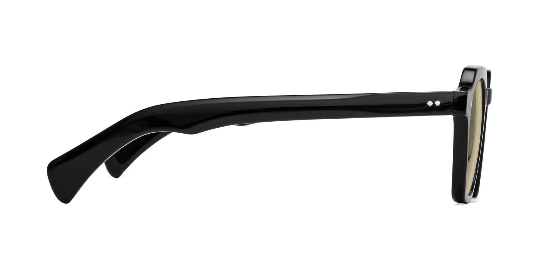 Side of Beckett in Black with Light Champagne Tinted Lenses