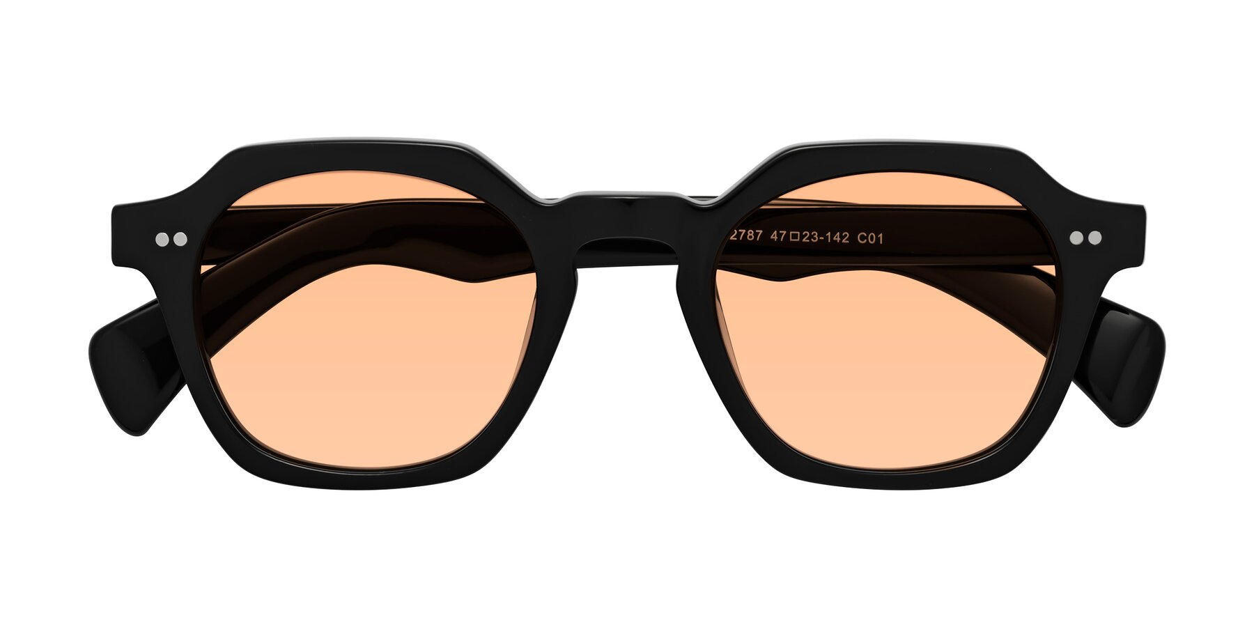 Folded Front of Beckett in Black with Light Orange Tinted Lenses