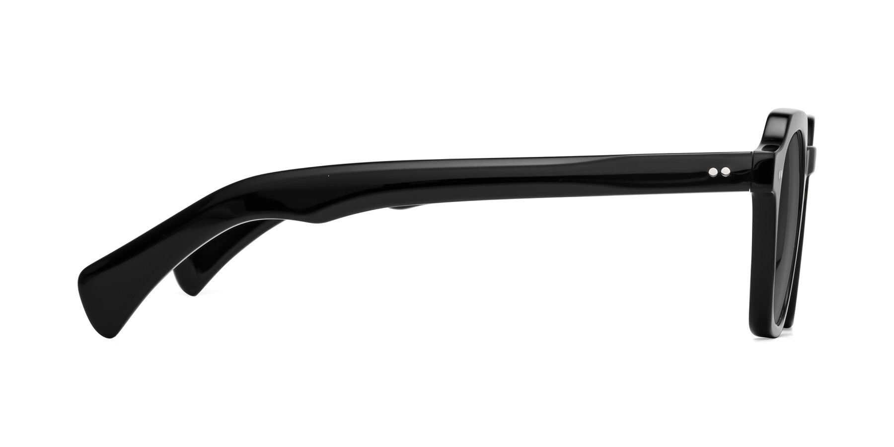 Side of Beckett in Black with Medium Gray Tinted Lenses