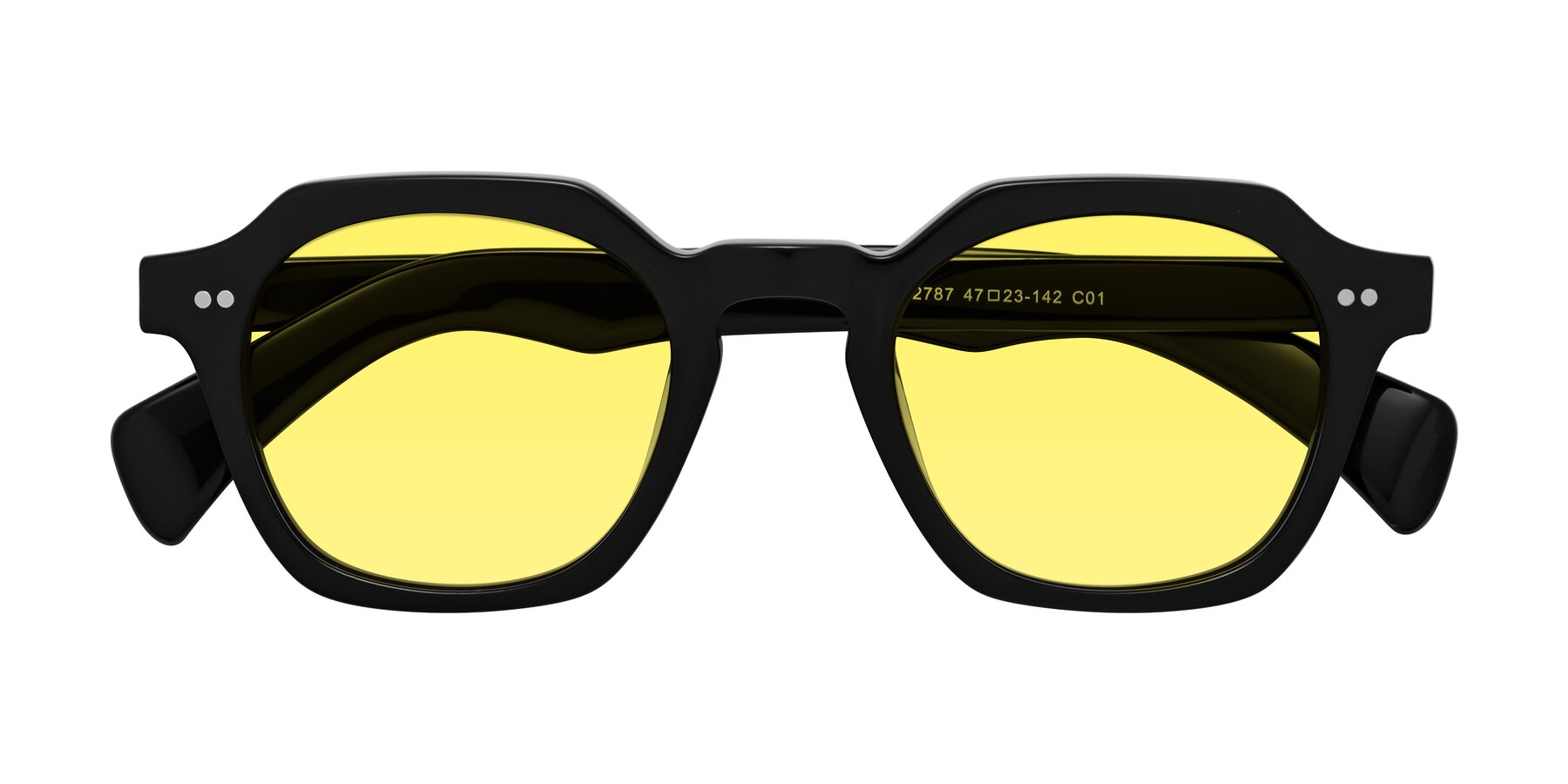 Folded Front of Beckett in Black with Medium Yellow Tinted Lenses