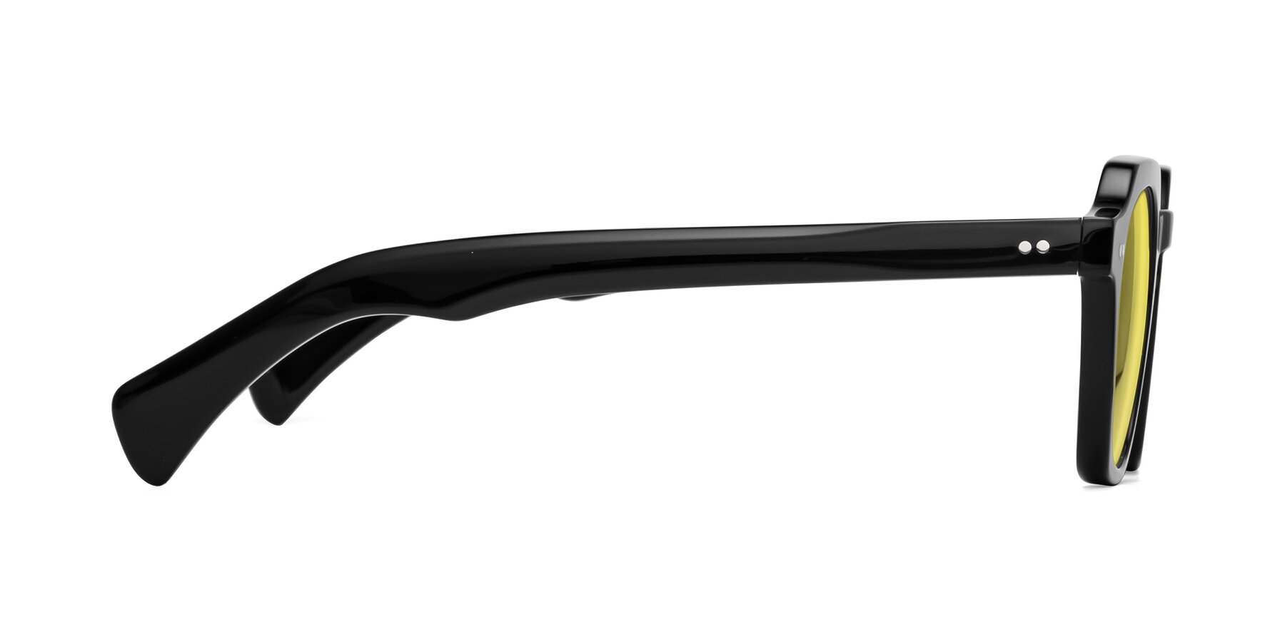 Side of Beckett in Black with Medium Yellow Tinted Lenses