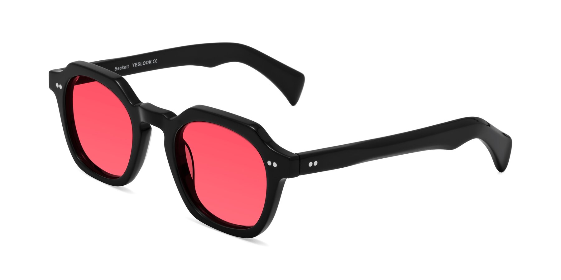 Angle of Beckett in Black with Red Tinted Lenses