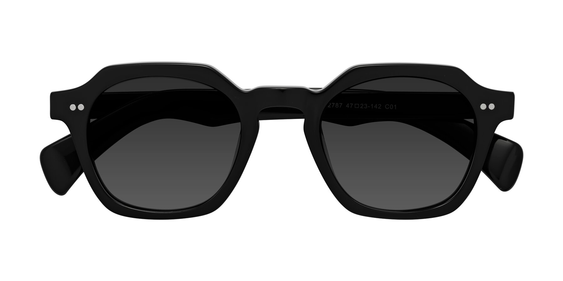 Folded Front of Beckett in Black with Gray Tinted Lenses