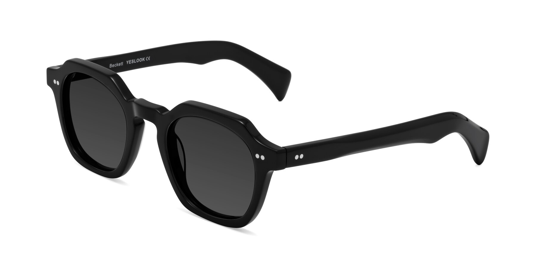 Angle of Beckett in Black with Gray Tinted Lenses