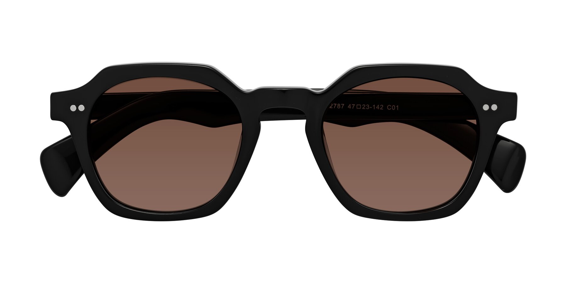 Folded Front of Beckett in Black with Brown Tinted Lenses