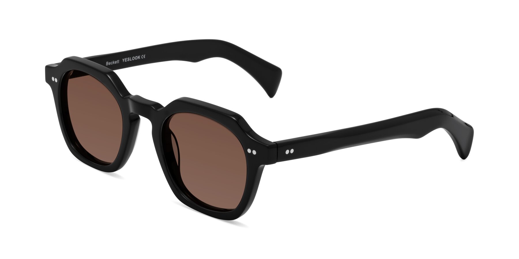 Angle of Beckett in Black with Brown Tinted Lenses