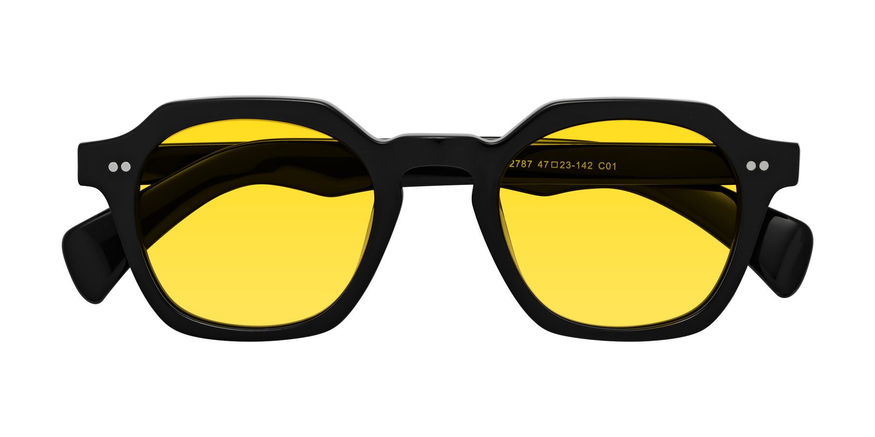 Folded Front of Beckett in Black with Yellow Tinted Lenses