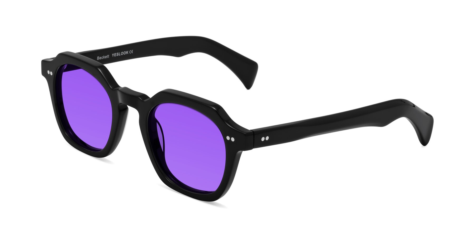 Angle of Beckett in Black with Purple Tinted Lenses