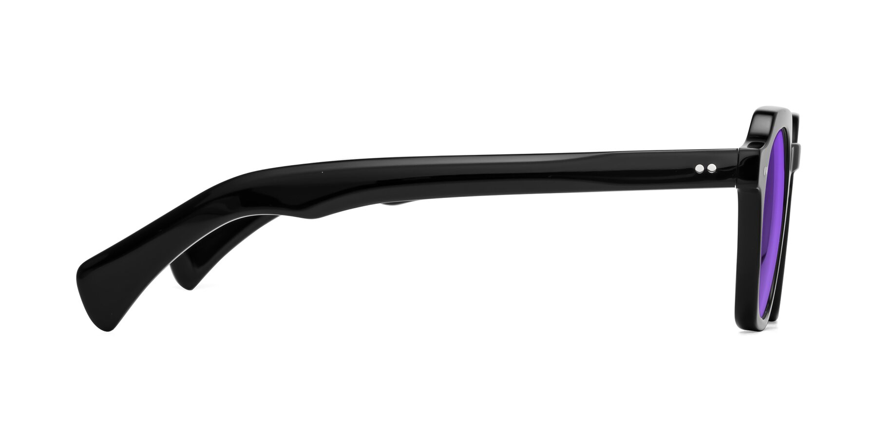 Side of Beckett in Black with Purple Tinted Lenses