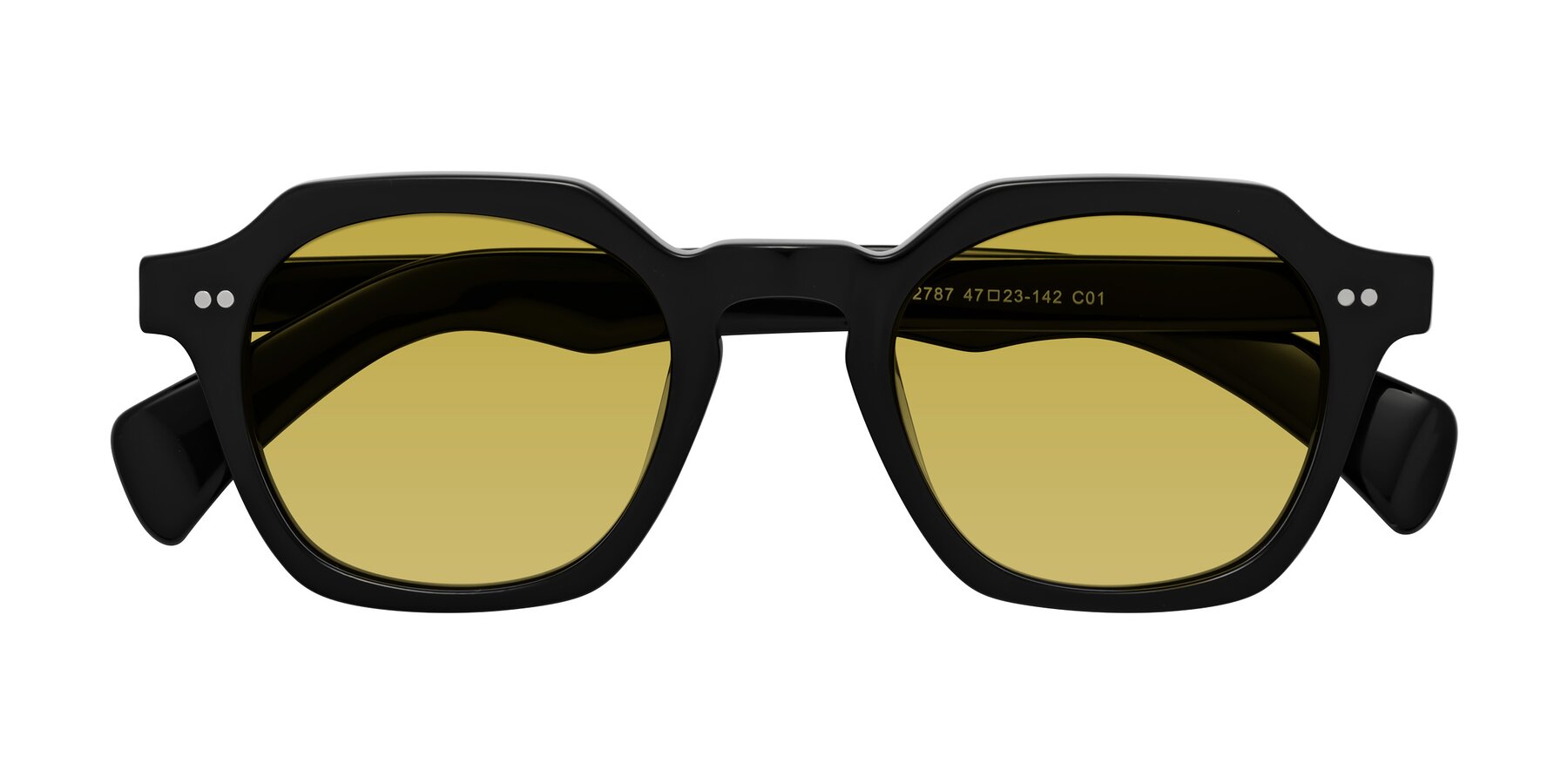 Folded Front of Beckett in Black with Champagne Tinted Lenses