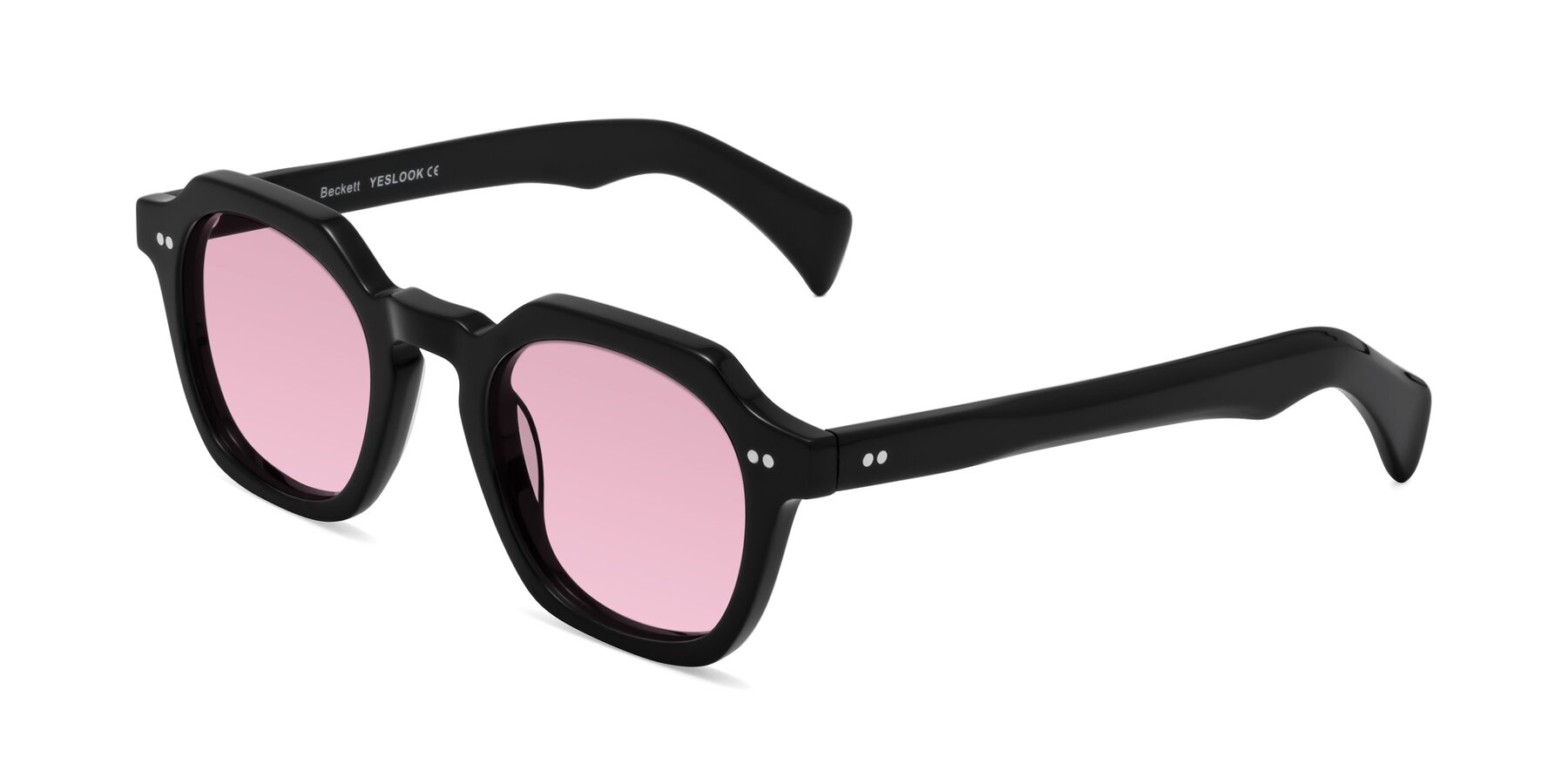 Angle of Beckett in Black with Light Wine Tinted Lenses