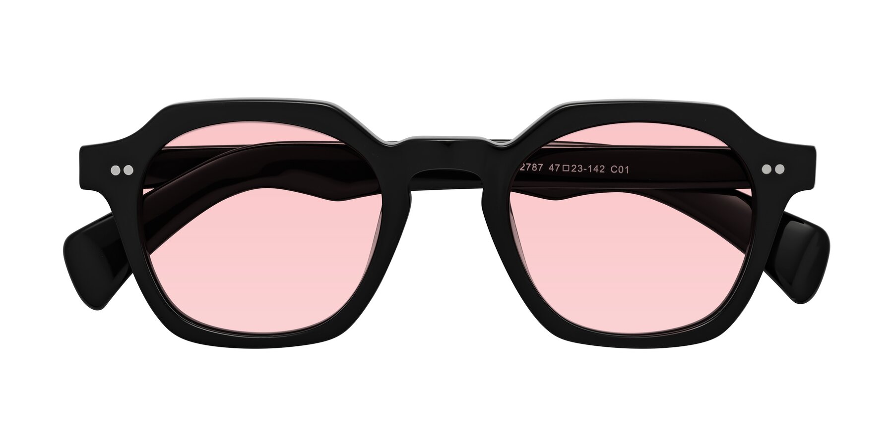 Folded Front of Beckett in Black with Light Garnet Tinted Lenses