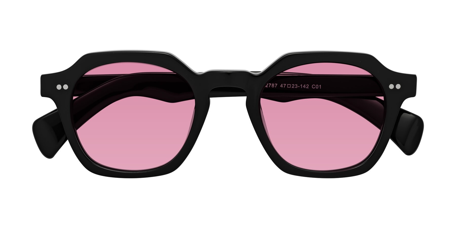 Folded Front of Beckett in Black with Medium Wine Tinted Lenses